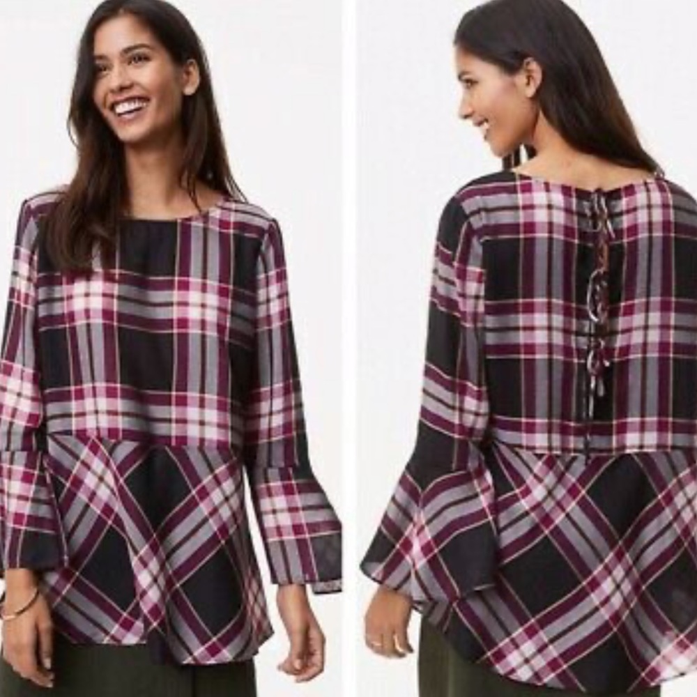 LOFT Plaid Tunic Sz S